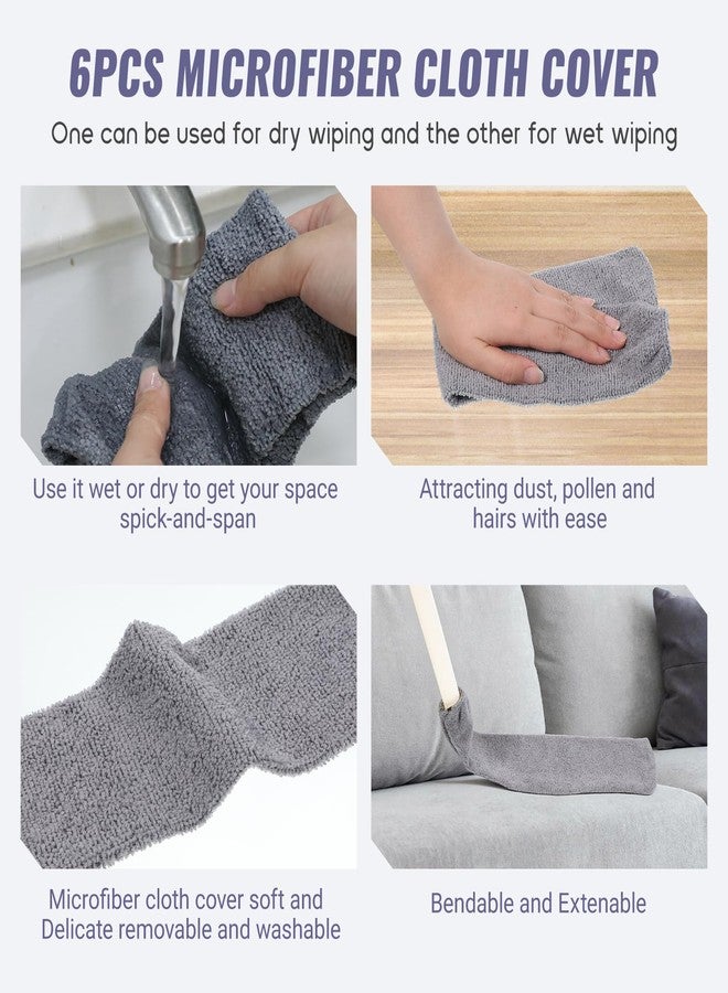 Eldraqth 6pcs Gap Duster Covers Retractable Gap Dust Cleaner Cloth Flexible Refill Microfiber Cleaner Covers Reusable Washable Gap Dusting Cloth for Cleaning Under Refrigerator Sofa Couch Bed Furniture - Image 4